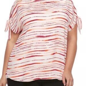 APT. 9 lightweight semi sheer cold shoulder high low blouse plus size 3X NWT